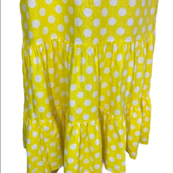 Lisa Marie Hernandez Linen Blend Polka Dot Ruffle Dress Yellow Size XS NWT - Picture 12 of 15